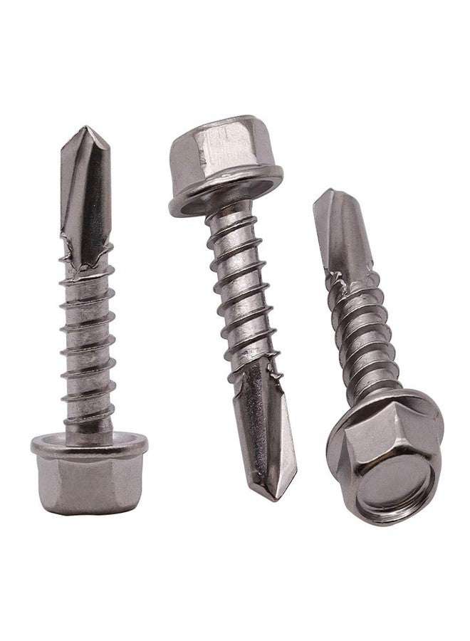 RoyceMart #8 x 1 (100 Pack) Hex Washer Head Self Drilling Screws (1/2" to 2" Available), 410 Stainless Steel Self Tapping Sheet Metal Screws, No Pre-drilled Needs - Image 1